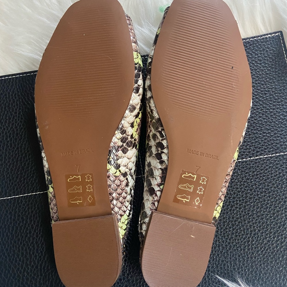 Madewell Snake Print Peep Toe Mules Sz 7 - Picture 8 of 8